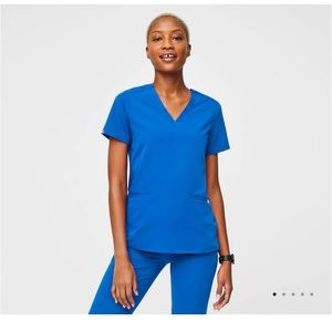 Figs royal blue Casama three pocket scrub top
